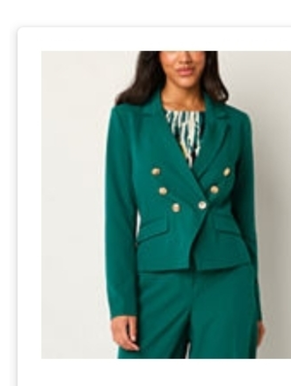 BOLD elements Teal Double-Breasted Blazer with Gold Buttons